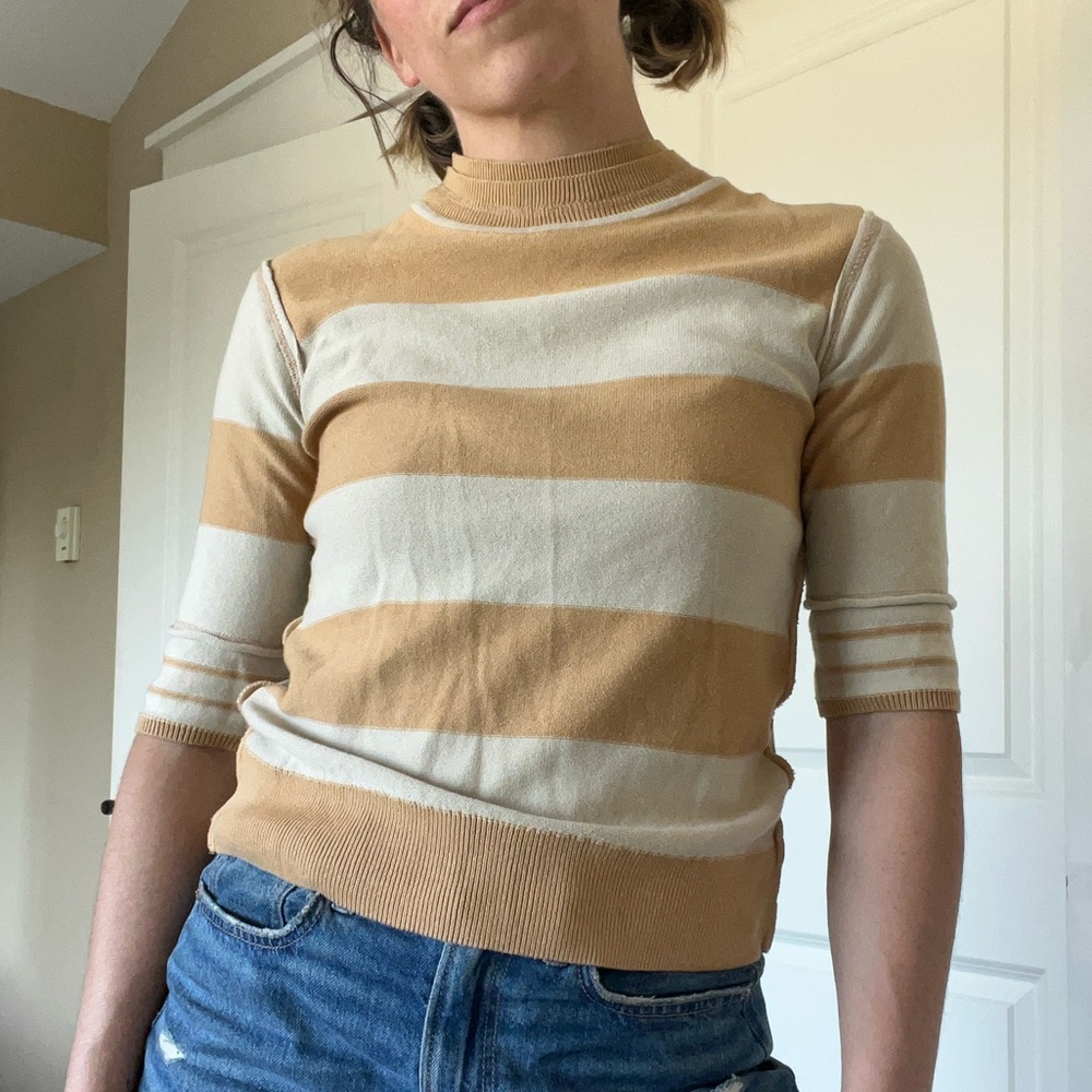 We The Free Tan and Cream Knit Top